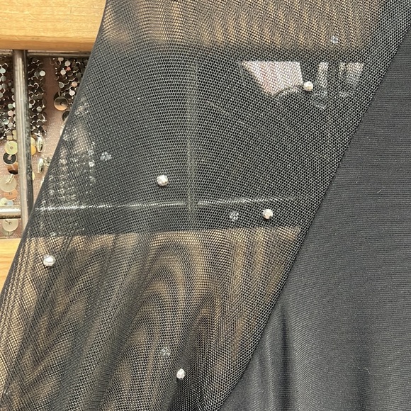 NWT,Marina dress Raglan Beaded Mesh Long Sleeve Crew Neck Jersey Sheath Gown - Picture 13 of 17